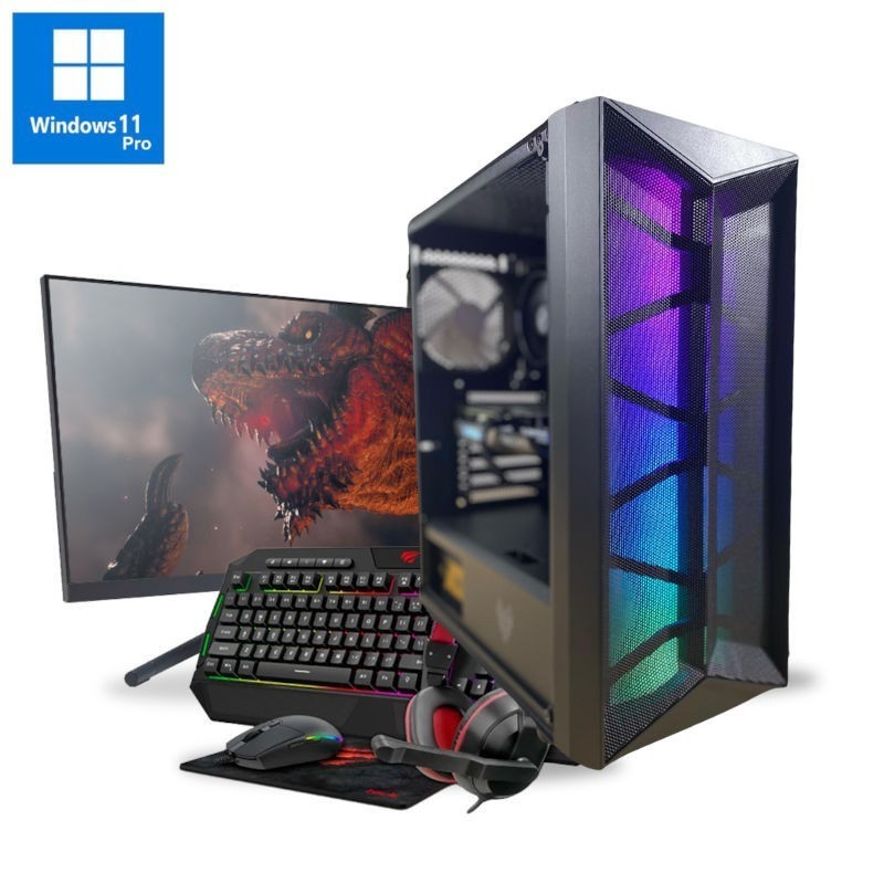 PC Completo Basico A46G- Ryzen 5 4600G- DDR 16GB- SSD 500GB- Wifi- Monitor 24' Full HD & Accesorios - Win11 Pro